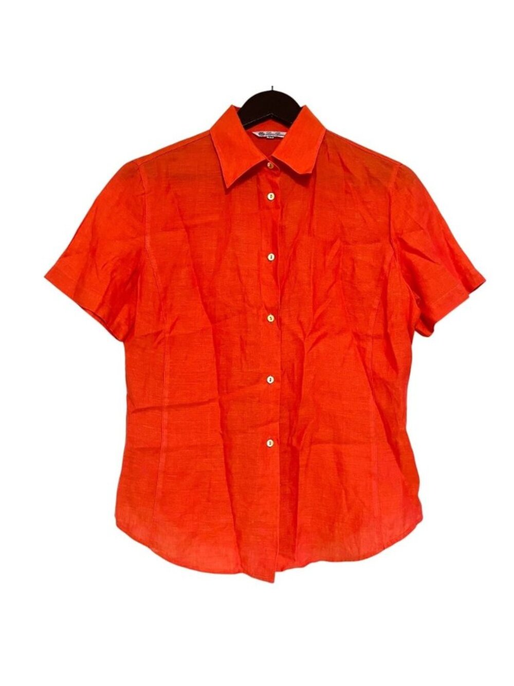 Loro Piana Linen 100% Short Sleeve Shirt Blouse Orange 44